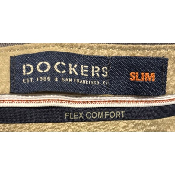 NWT Dockers Signature Khaki Gray Slim Fit Lux Cotton Stretch Pants Men’s 36 x 32 - Picture 8 of 10